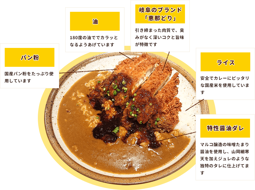 特製醤油だれで食べる 恵那どりチキンカツカレー